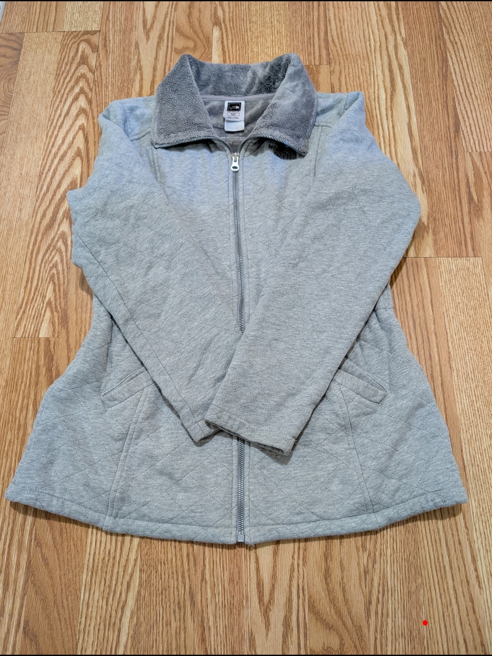 North Face Girls Cozy Light Gray Fitted Zip Jacket XL 18